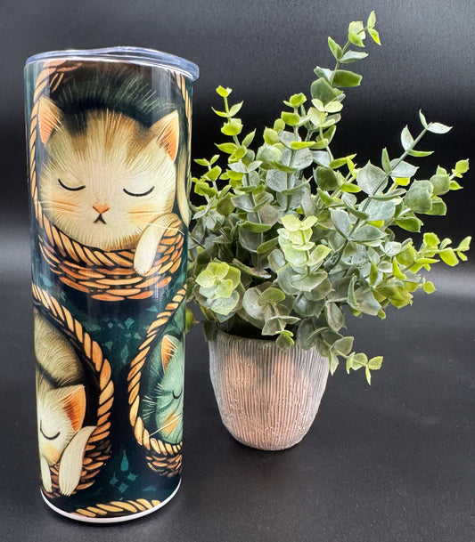 Bouteille isotherme avec chats dans des paniers Boutique Poilue & Co.