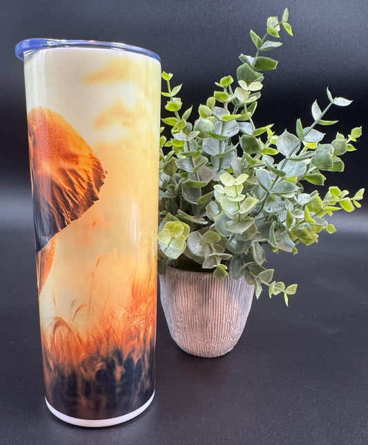 Bouteille isotherme avec un éléphant sur fond orangé Boutique Poilue & Co.