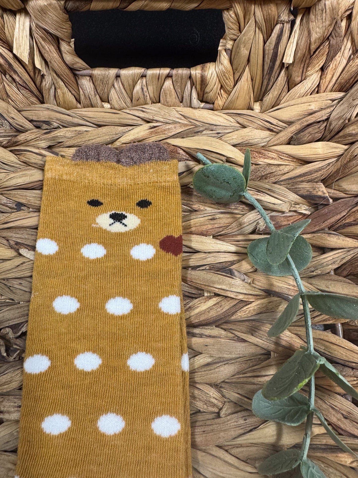 Bas à motif d'ours moutarde Boutique Poilue & Co.