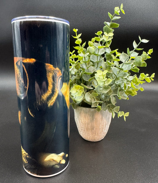 Bouteille isotherme avec visage de chien Boxer sur fond sombre Boutique Poilue & Co.