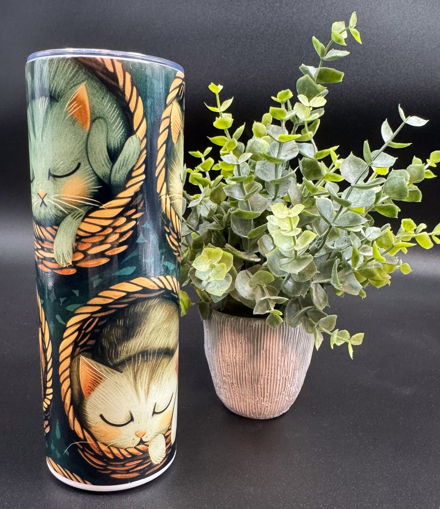 Bouteille isotherme avec chats dans des paniers Boutique Poilue & Co.