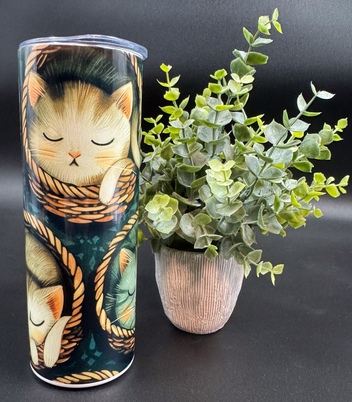 Bouteille isotherme avec chats dans des paniers Boutique Poilue & Co.