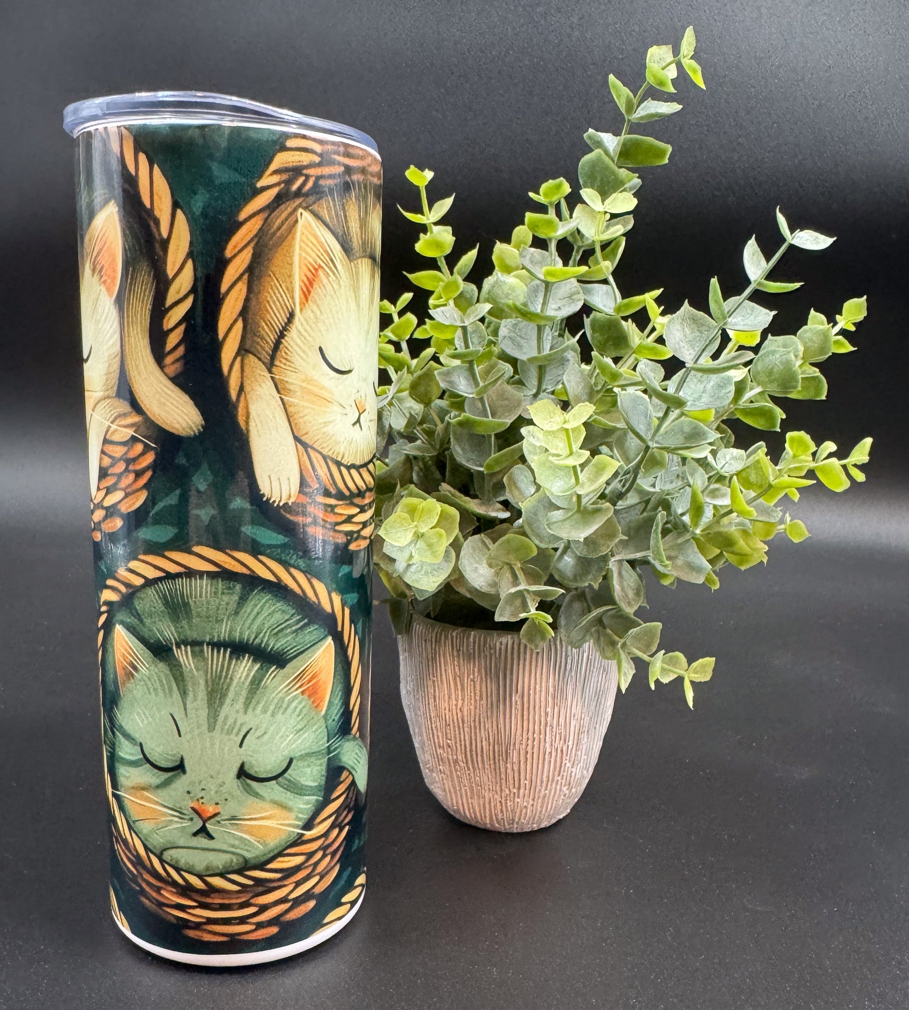 Bouteille isotherme avec chats dans des paniers Boutique Poilue & Co.