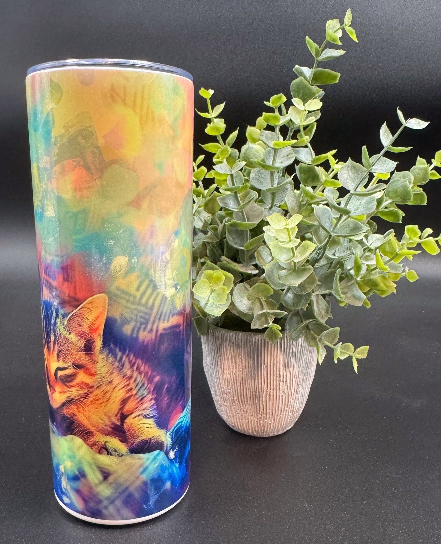 Bouteille isotherme avec deux chats sur fond bleu-vert Boutique Poilue & Co.