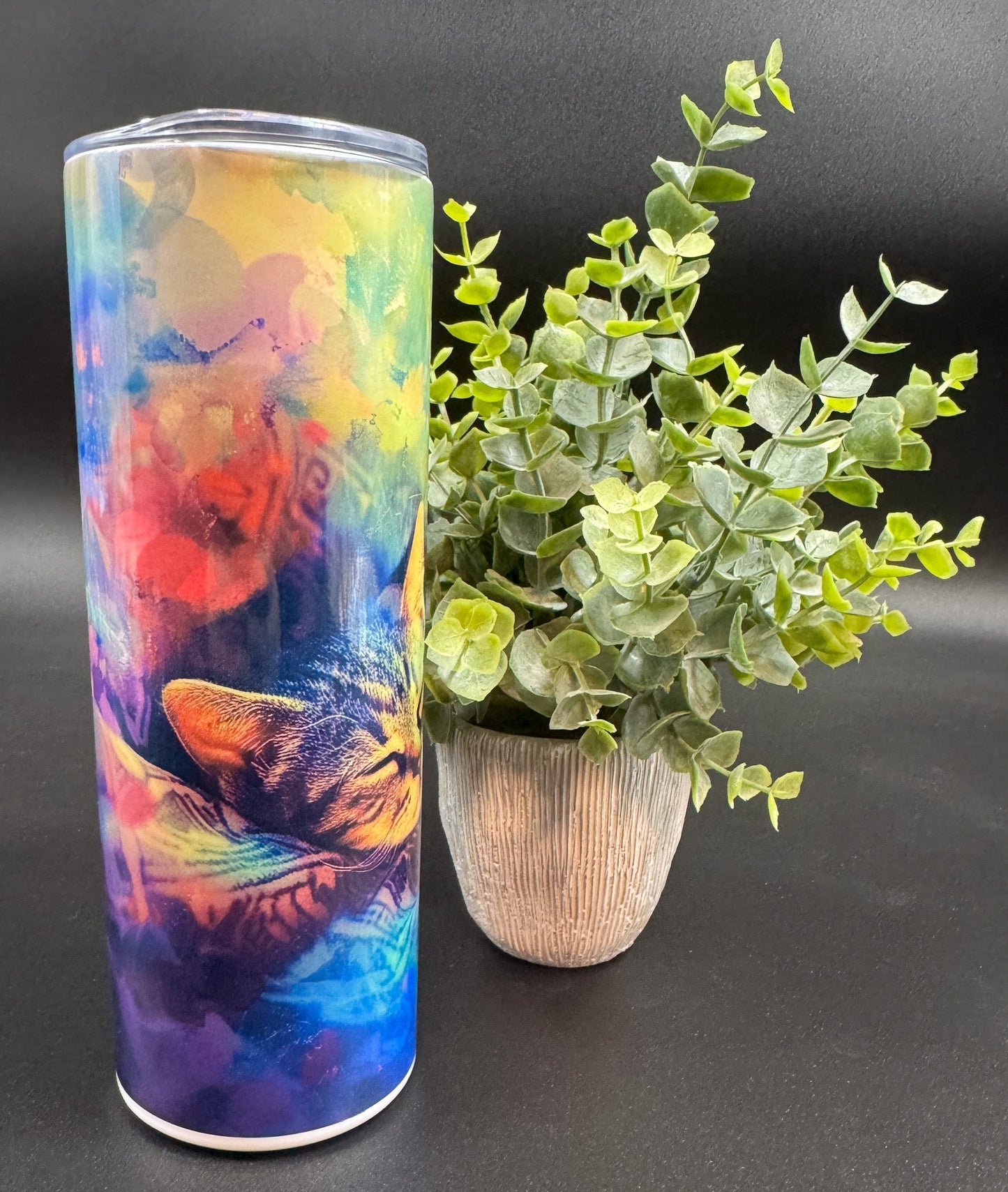 Bouteille isotherme avec deux chats sur fond bleu-vert Boutique Poilue & Co.