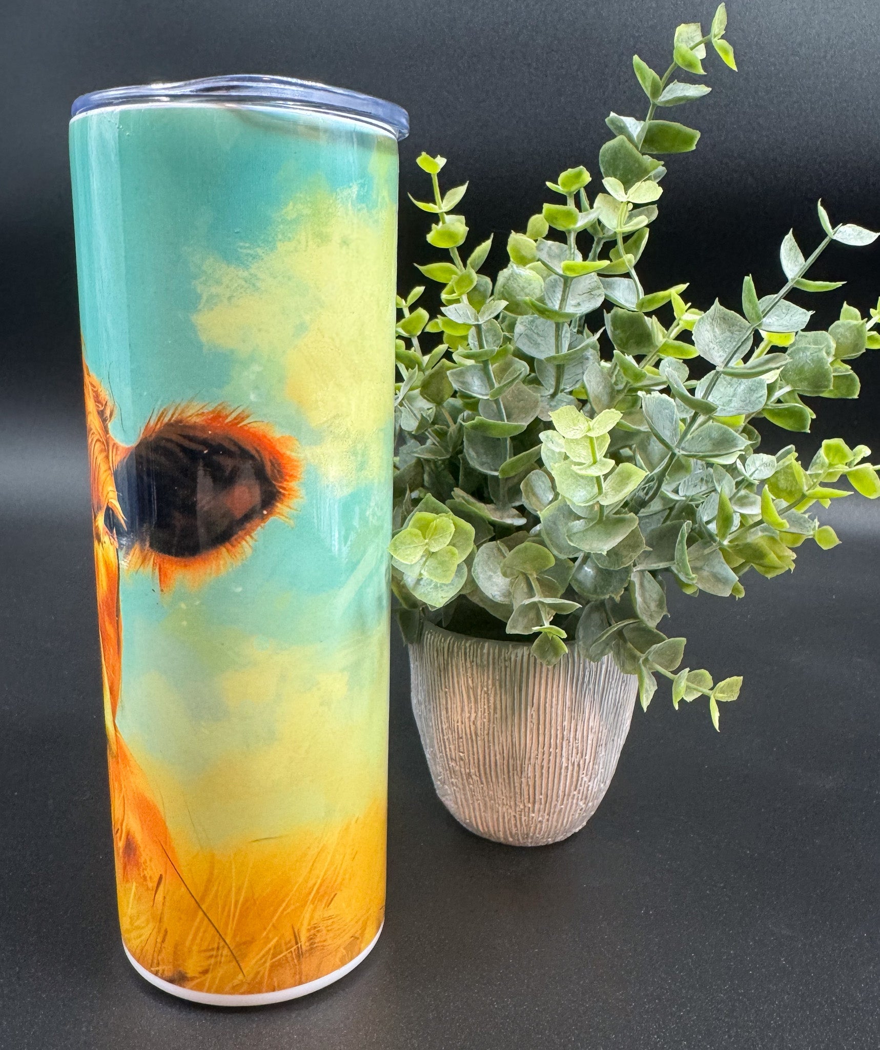 Bouteille isotherme avec vache sur fond bleu Boutique Poilue & Co.