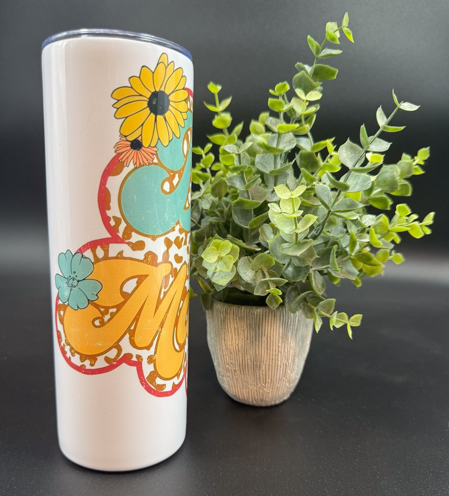 Bouteille isotherme avec inscription Dog mama sur fond léopard et blanc Boutique Poilue & Co.