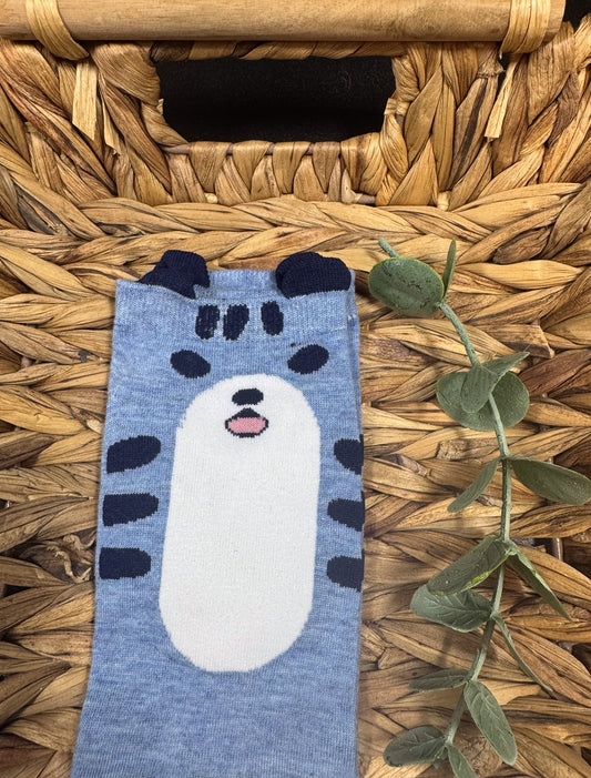 Bas à motif de tigre bleu Boutique Poilue & Co.