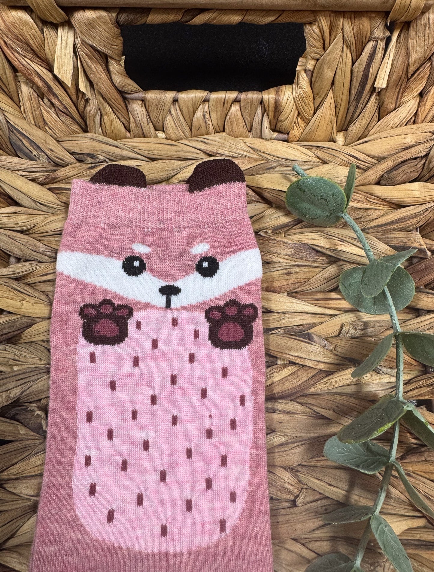 Bas à motif de renard rose Boutique Poilue & Co.