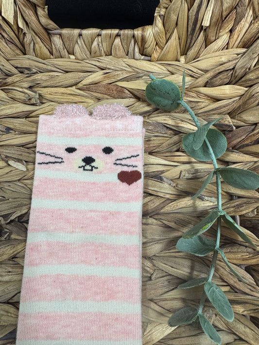 Bas à motif de chat rose Boutique Poilue & Co.